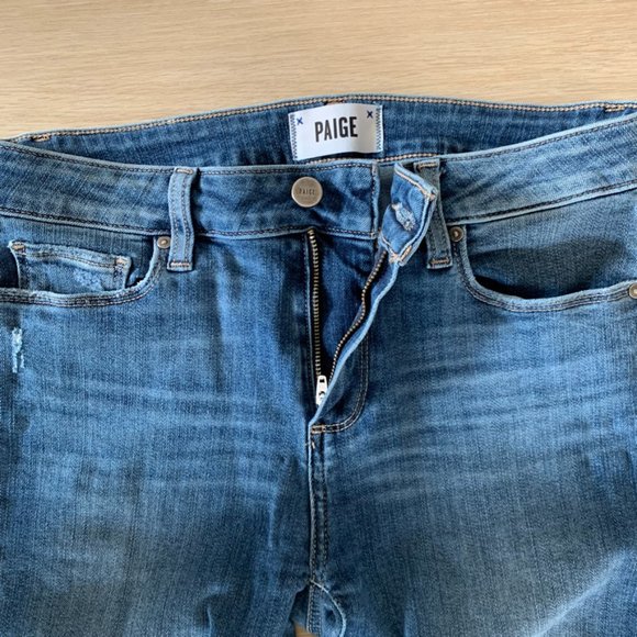 PAIGE Verdugo Crop Ankle Skinny Jeans Spence Destructed – Blue, Size 28 - Picture 5 of 15